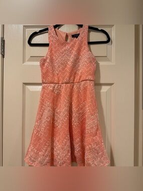 AUW Kids Coral Lace Fit & Flare Halter Dress Girl’s Size M